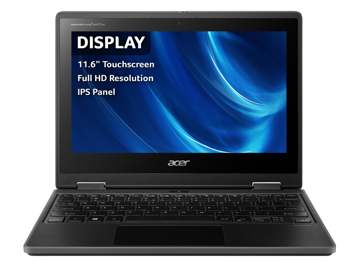 Acer TravelMate Spin B3 - 29.5 cm (11.6&quot;) - Touchscreen - Intel® Celeron® N5100 - 4 GB DDR4-SDRAM -128 GB eMMC - Wi-Fi 6 - Windows 11 Pro Education - Black