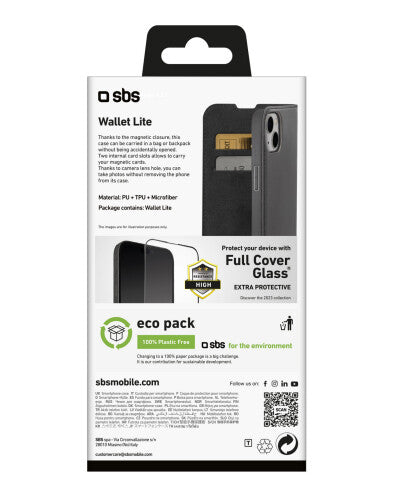 SBS Wallet Lite mobile phone case for iPhone 15 in Black