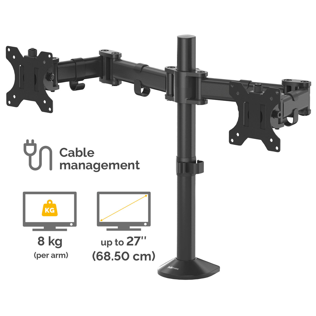 Fellowes Reflex Dual Monitor Arm - 8502601 - Desk monitor mount for upto 68.6 cm (27&quot;)