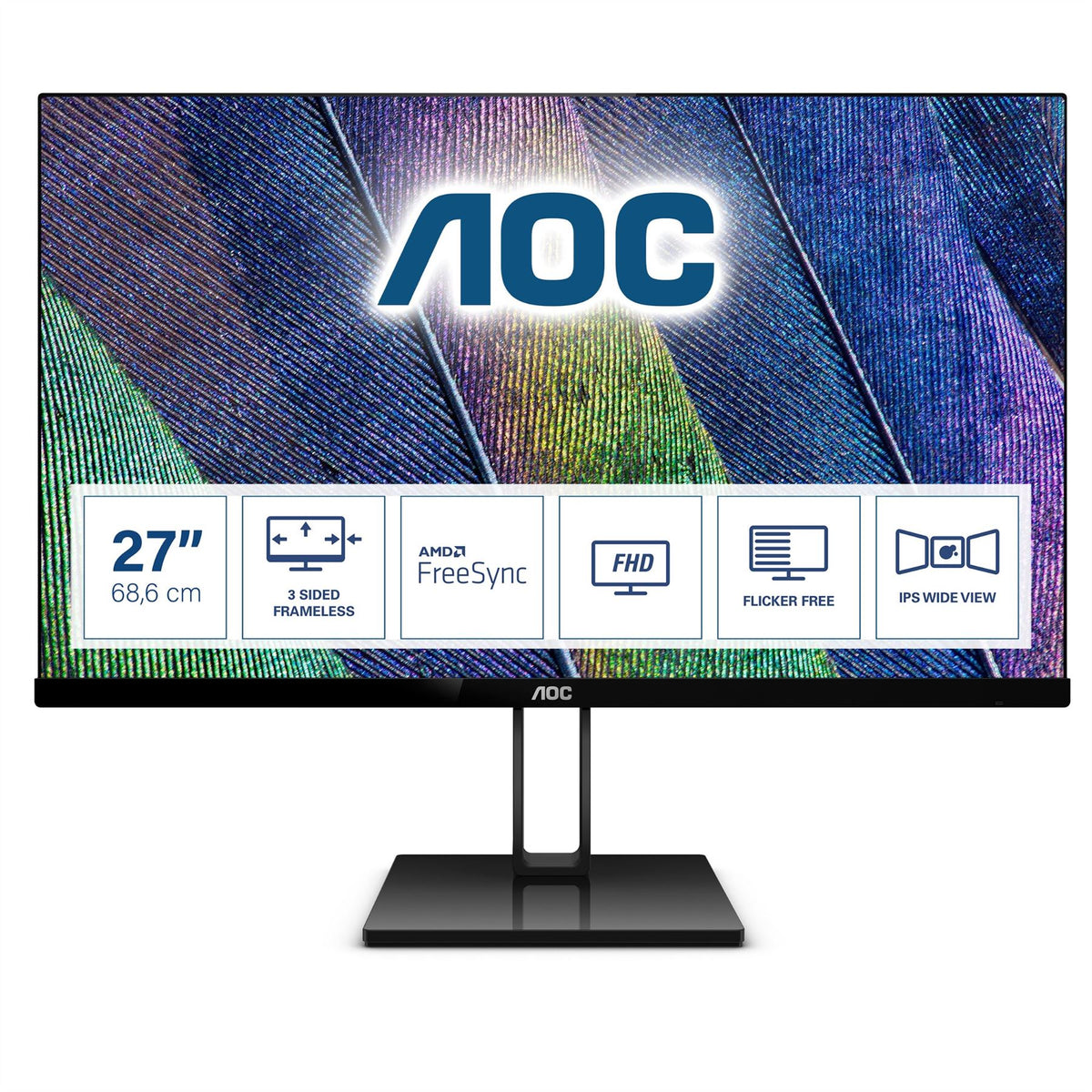 AOC V2 27V2Q Computer Monitor 68.6 cm (27&quot;) 1920 x 1080 pixels Full HD LED Black