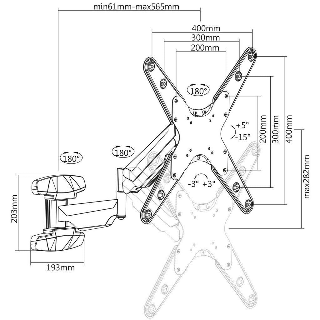 Manhattan 461641 - Wall monitor/TV stand for 53.3 cm (21&quot;) to 152.4 cm (60&quot;)