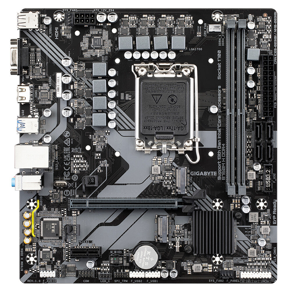 Gigabyte B760M H DDR4 (rev. 1.0) micro ATX motherboard - Intel B760 Express LGA 1700