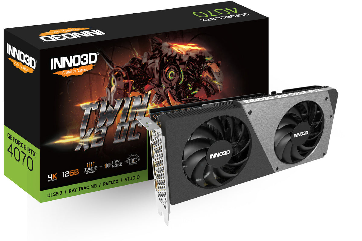 Inno3D TWIN X2 OC - NVIDIA 12 GB GDDR6X GeForce RTX 4070 graphics card