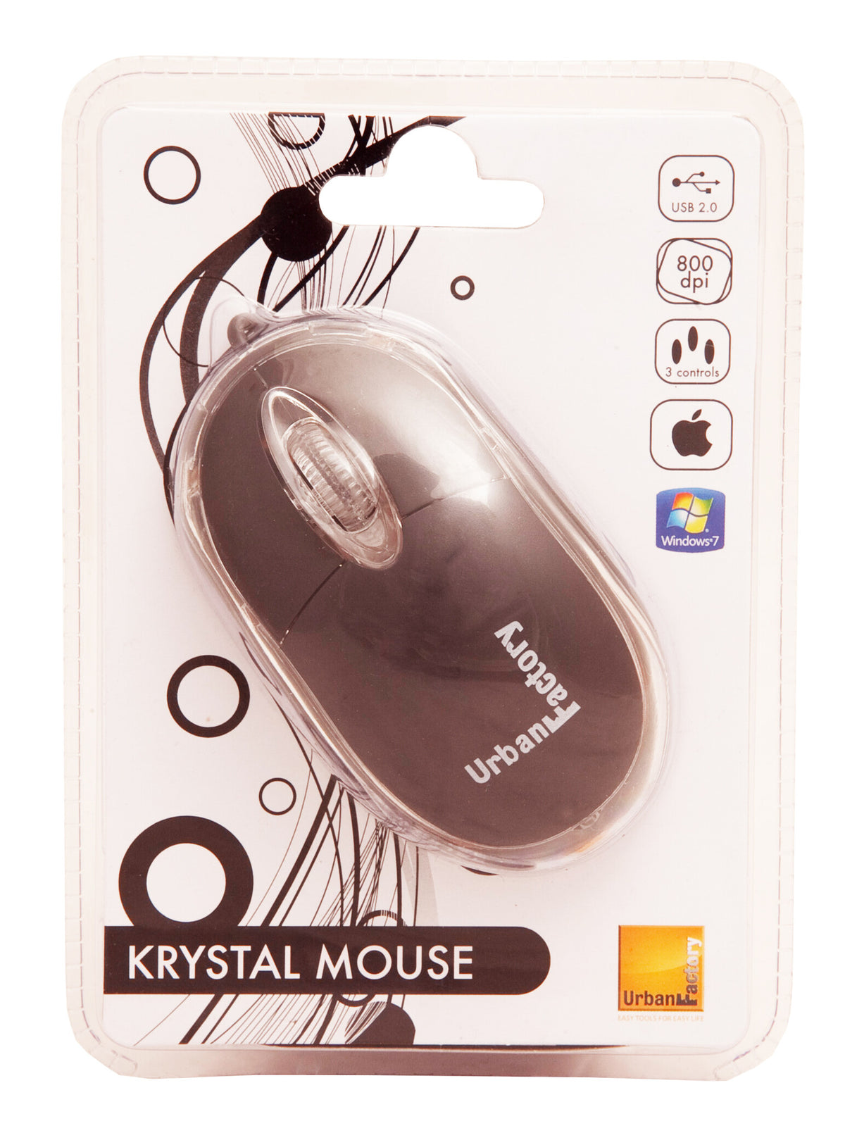 Urban Factory Cristal USB 2.0 Optical Mouse - 800 DPI