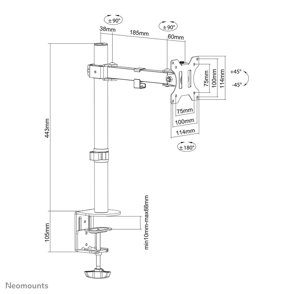 Neomounts FPMA-D540BLACK - Desk monitor mount for 33 cm (13&quot;) to 81.3 cm (32&quot;)