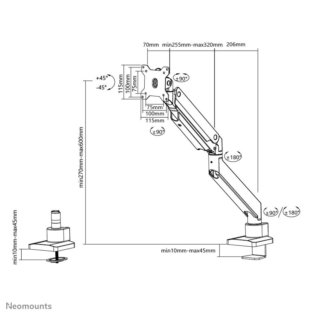 Neomounts NM-D775WHITEPLUS - Desk monitor mount for 25.4 cm (10&quot;) to 124.5 cm (49&quot;)