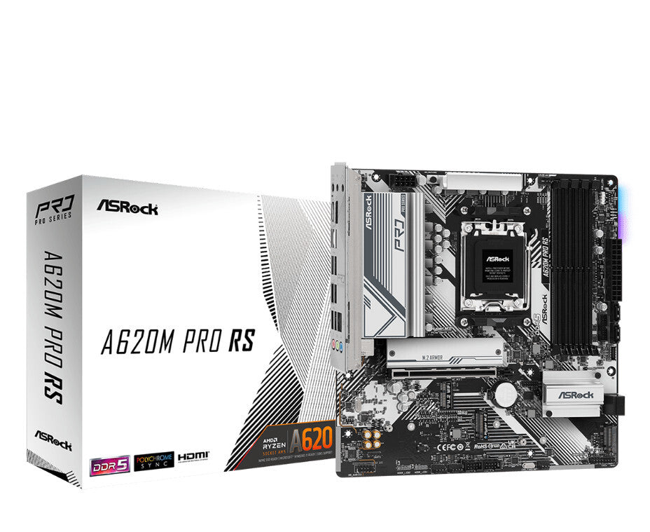 Asrock A620M Pro RS micro ATX motherboard - AMD A620 Socket AM5