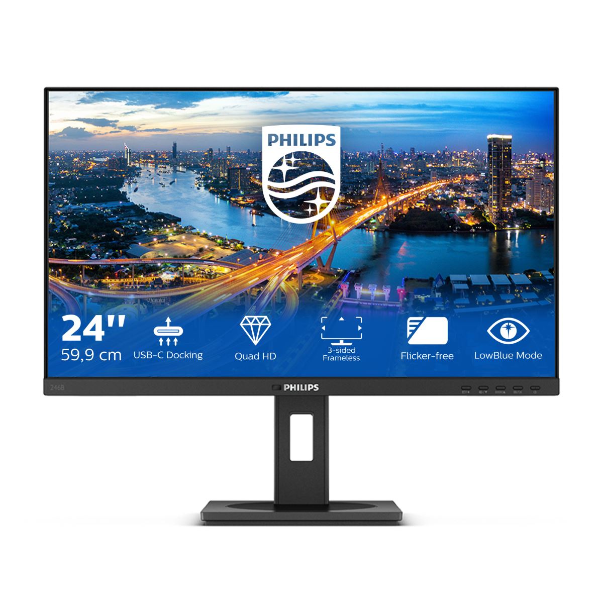 Philips B Line 246B1/00 LED display 60.5 cm (23.8&quot;) 2560 x 1440 pixels Quad HD Black Monitor