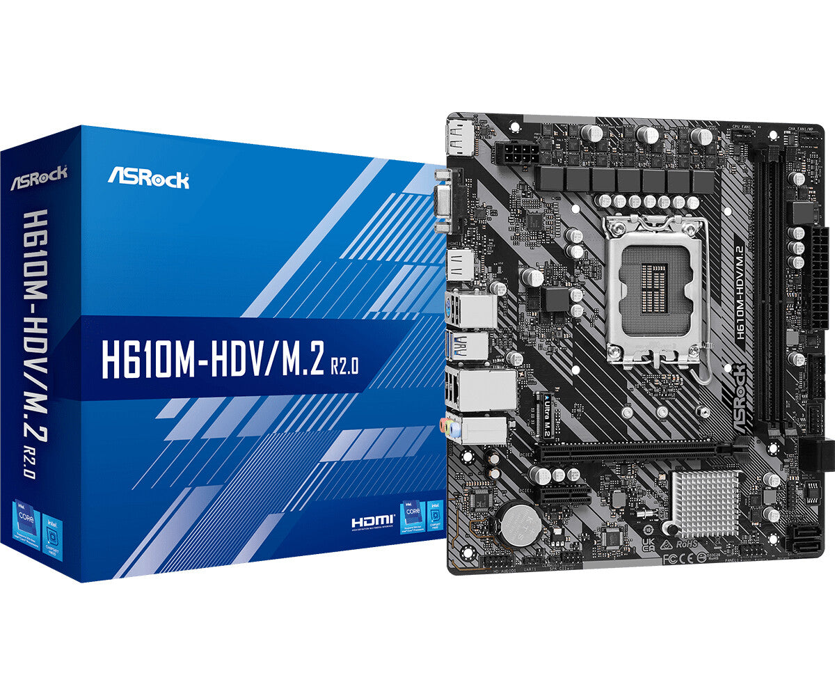 Asrock H610M-HDV/M.2 R2.0 micro ATX motherboard - Intel H610 LGA 1700