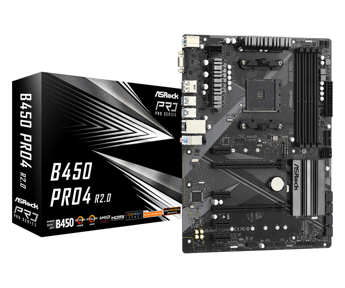 Asrock B450 Pro4 R2.0 ATX motherboard - AMD B450 Socket AM4