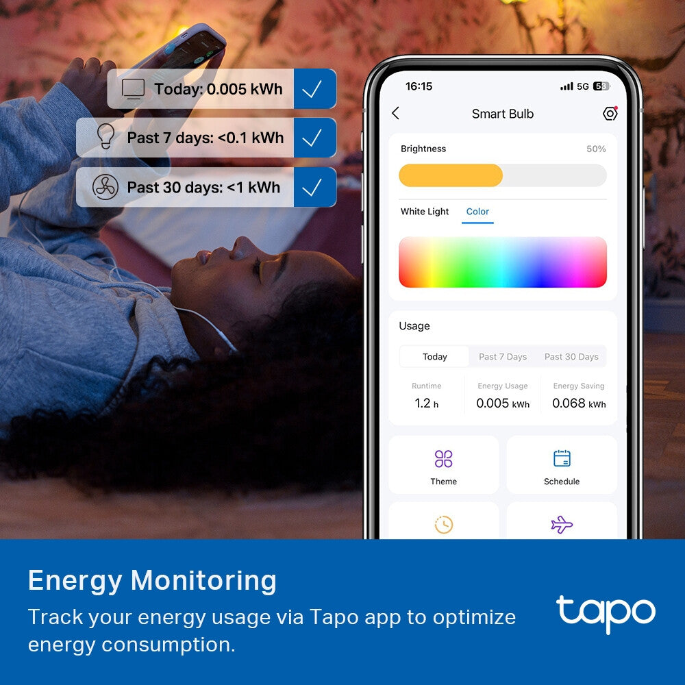 TP-Link Tapo Smart Wi-Fi Lightbulb - Multicolour - E27