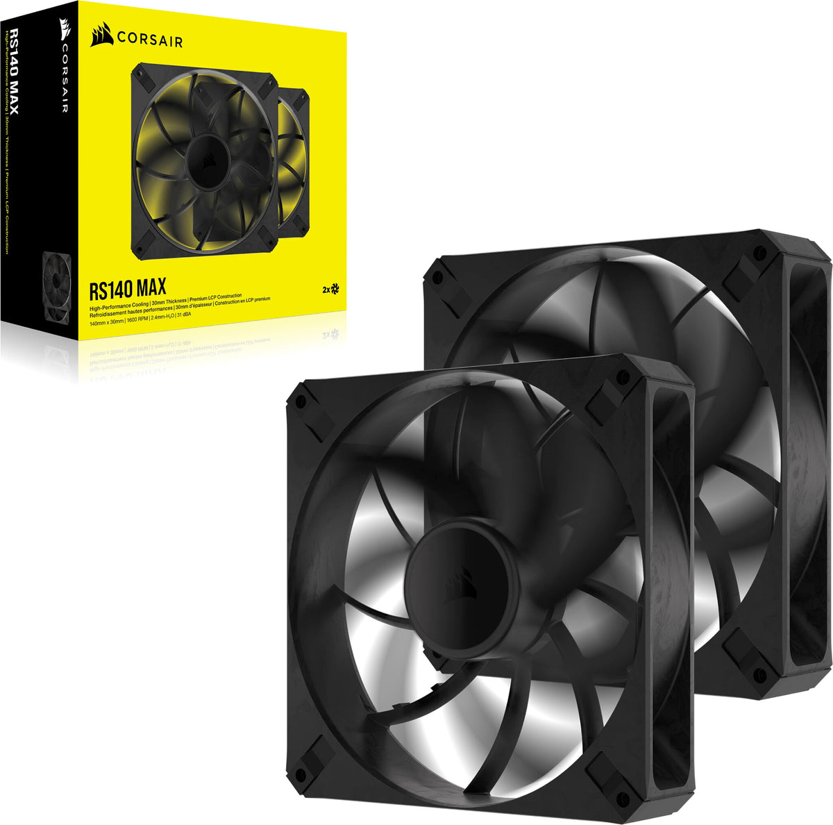 Corsair RS140 MAX - Computer Case Fan in Black - 140mm (Pack of 2)