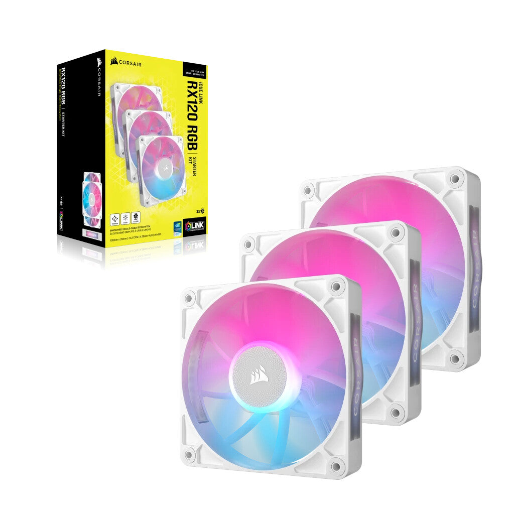 Corsair iCUE LINK RX120 RGB - Computer Case Fan in White - 120 mm (Pack of 3)