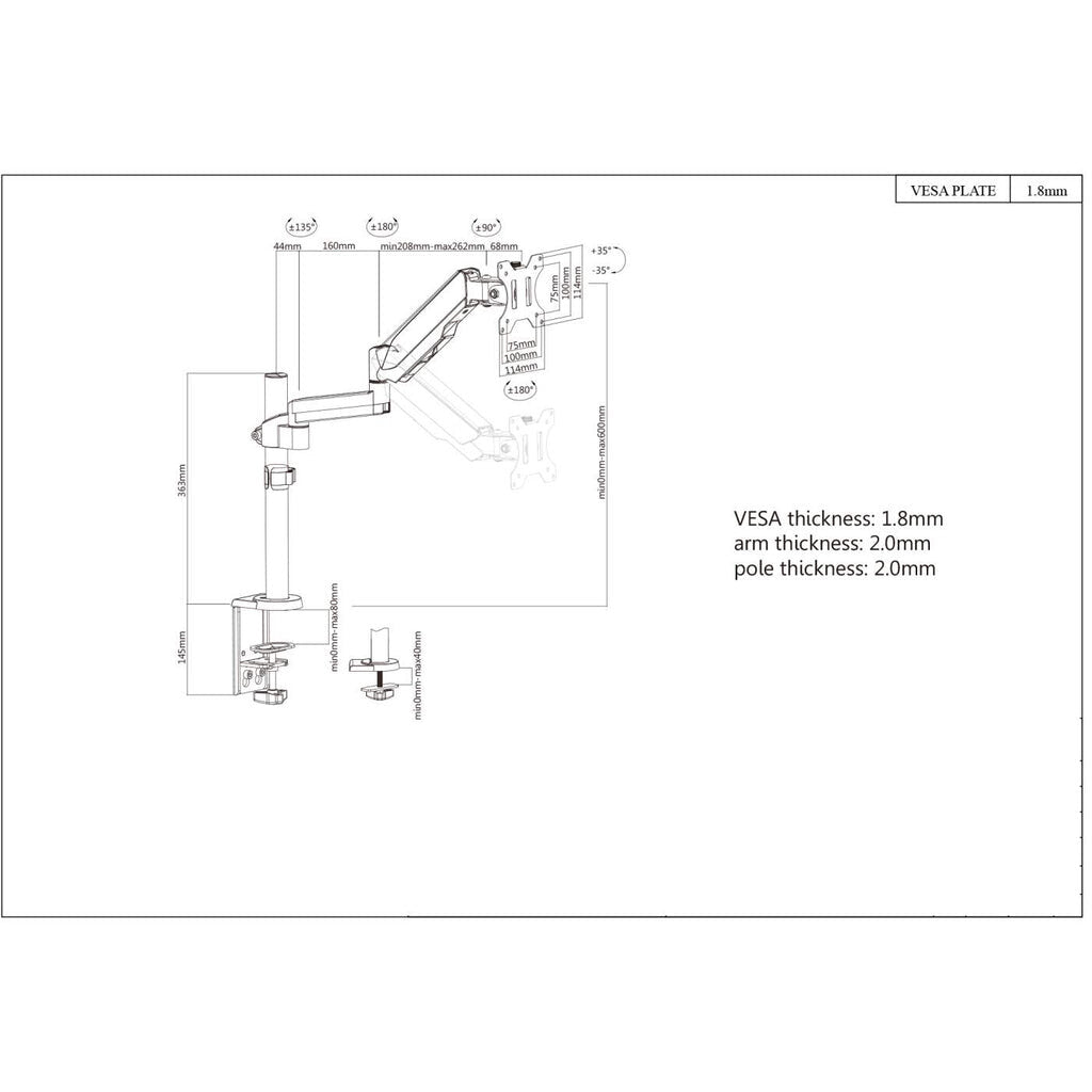 Manhattan 461580 - Desk monitor mount for 43.2 cm (17&quot;) to 81.3 cm (32&quot;)