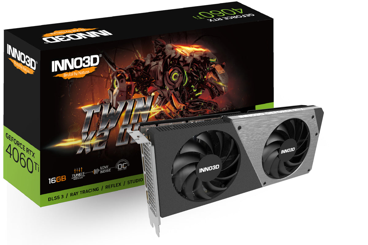 Inno3D Twin X2 OC - NVIDIA 16 GB GDDR6 GeForce RTX 4060 Ti graphics card