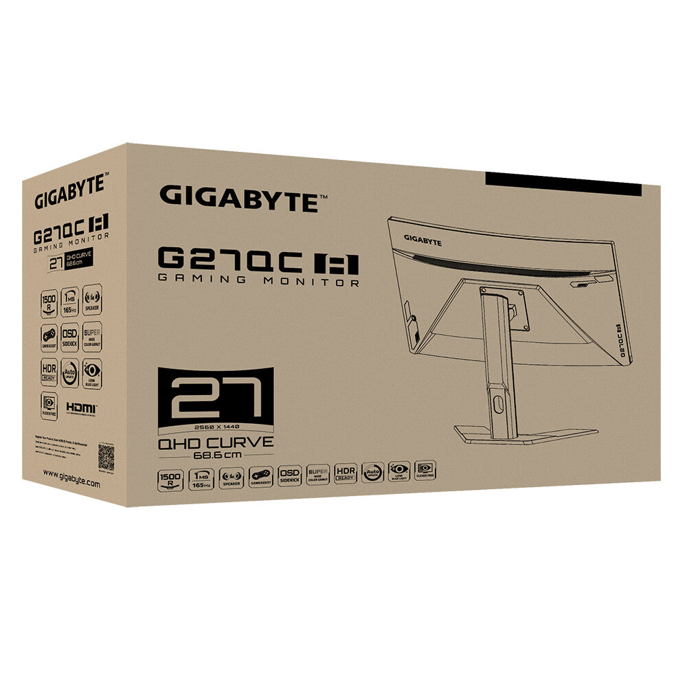 Gigabyte G27QC A - 68.6 cm (27&quot;) 2560 x 1440p 2K Ultra HD LED Montior