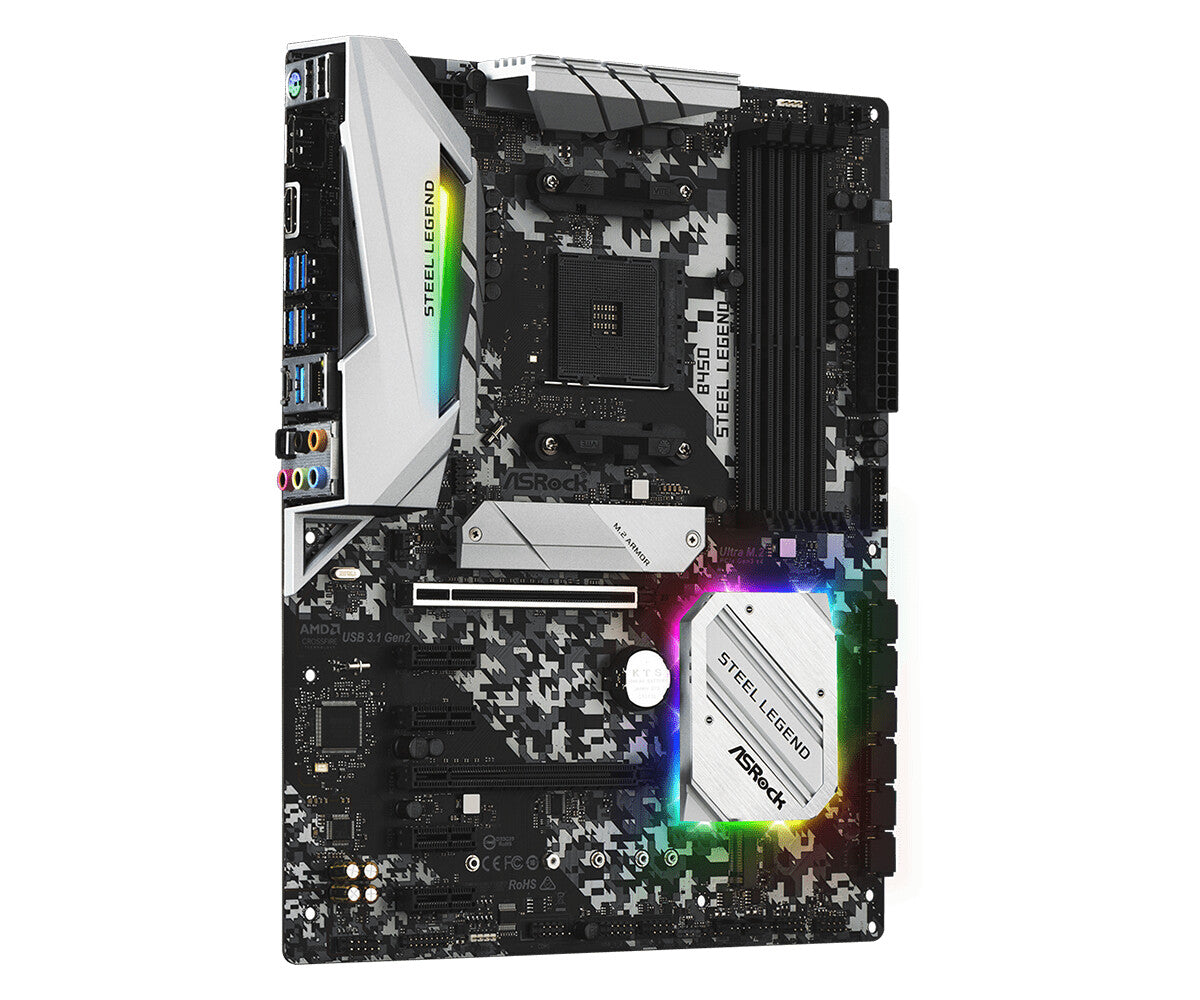 Asrock B450 Steel Legend ATX motherboard - AMD B450 Socket AM4