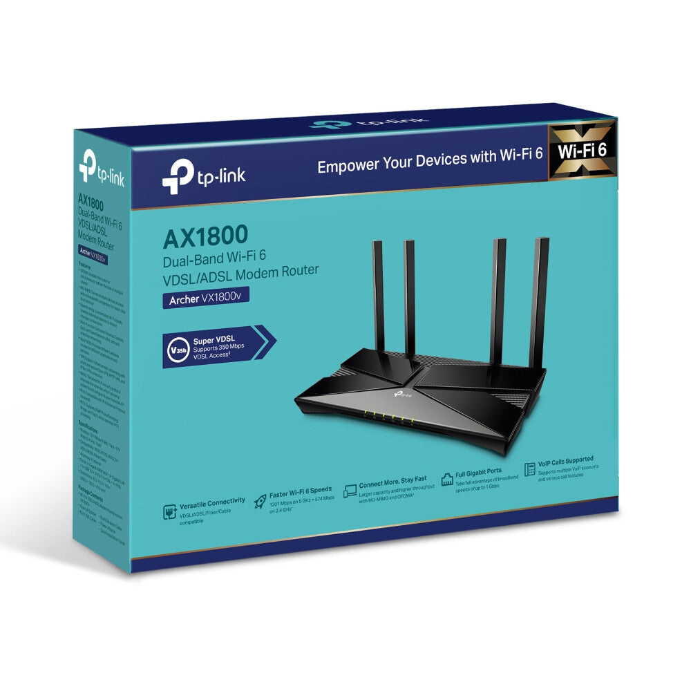 TP-Link Archer AX1800 - Gigabit Ethernet Dual-band (2.4 GHz / 5 GHz) Wi-Fi 6E wireless router in Black