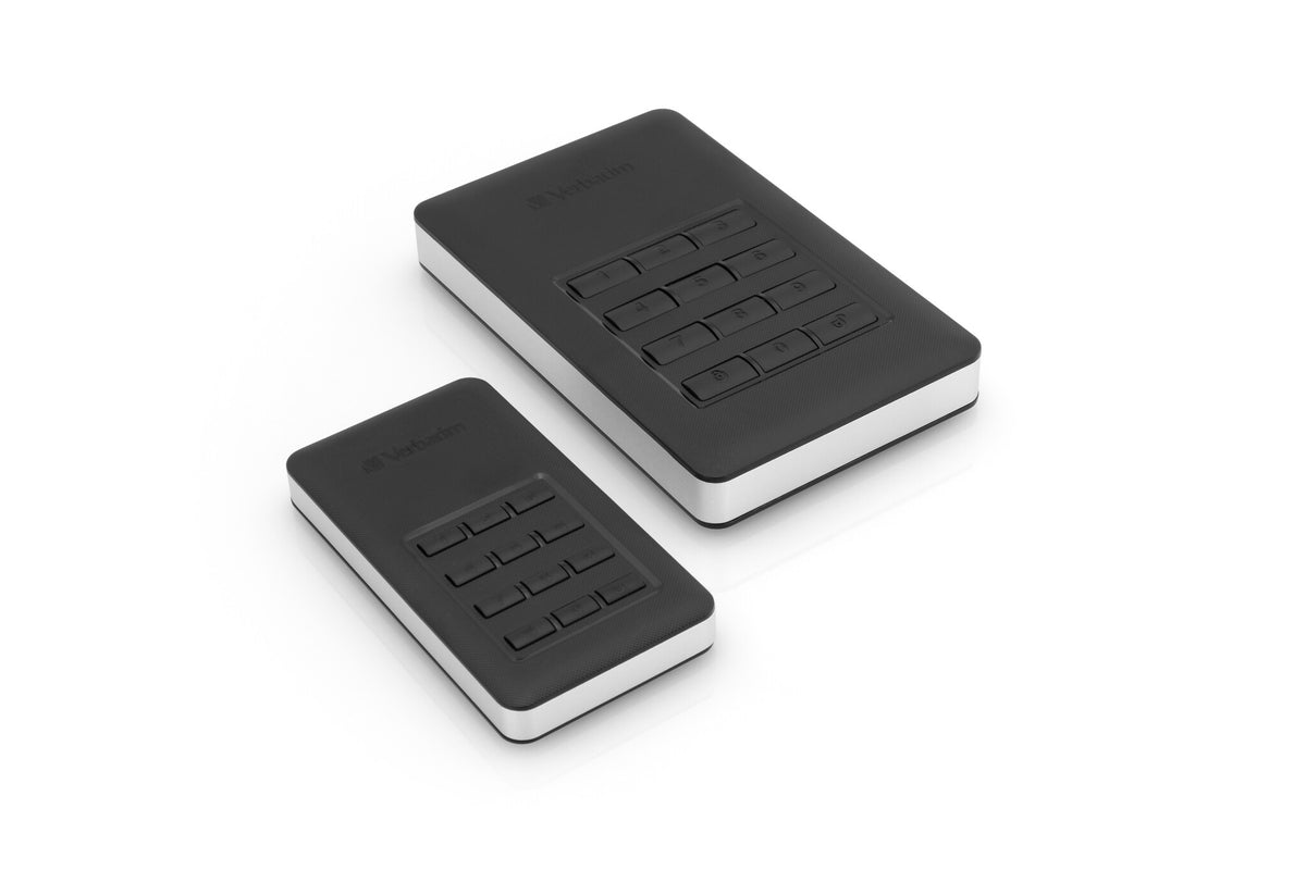 Verbatim Store &#39;n&#39; Go Portable SSD with Keypad Access in Black / Silver - 256 GB