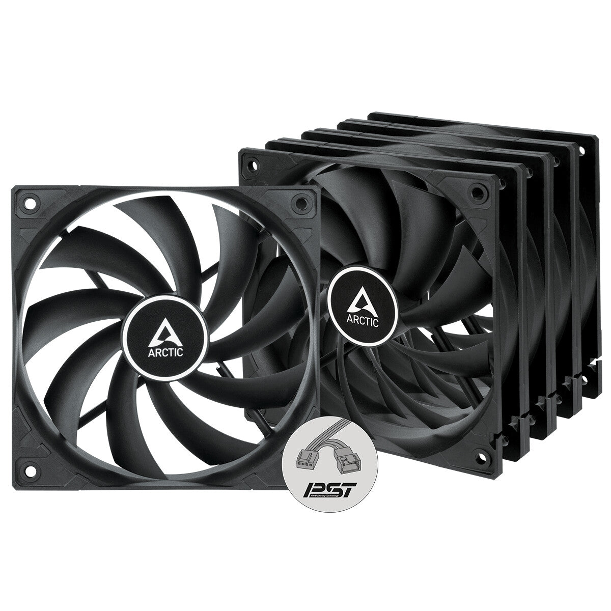 ARCTIC F12 PWM PST - Computer Case Fan in Black - 120mm (Pack of 5)