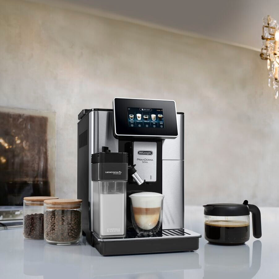 De&#39;Longhi PrimaDonna Soul ECAM610.75.MB - Fully Automatic Bean to Cup Coffee Machine in Metal Black