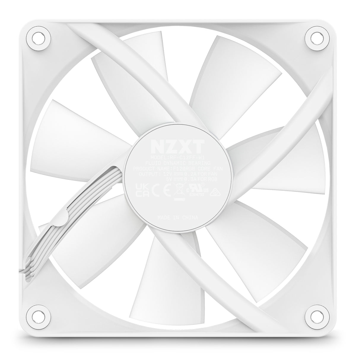 NZXT F120 RGB Core - Computer Case Fan in White - 120mm