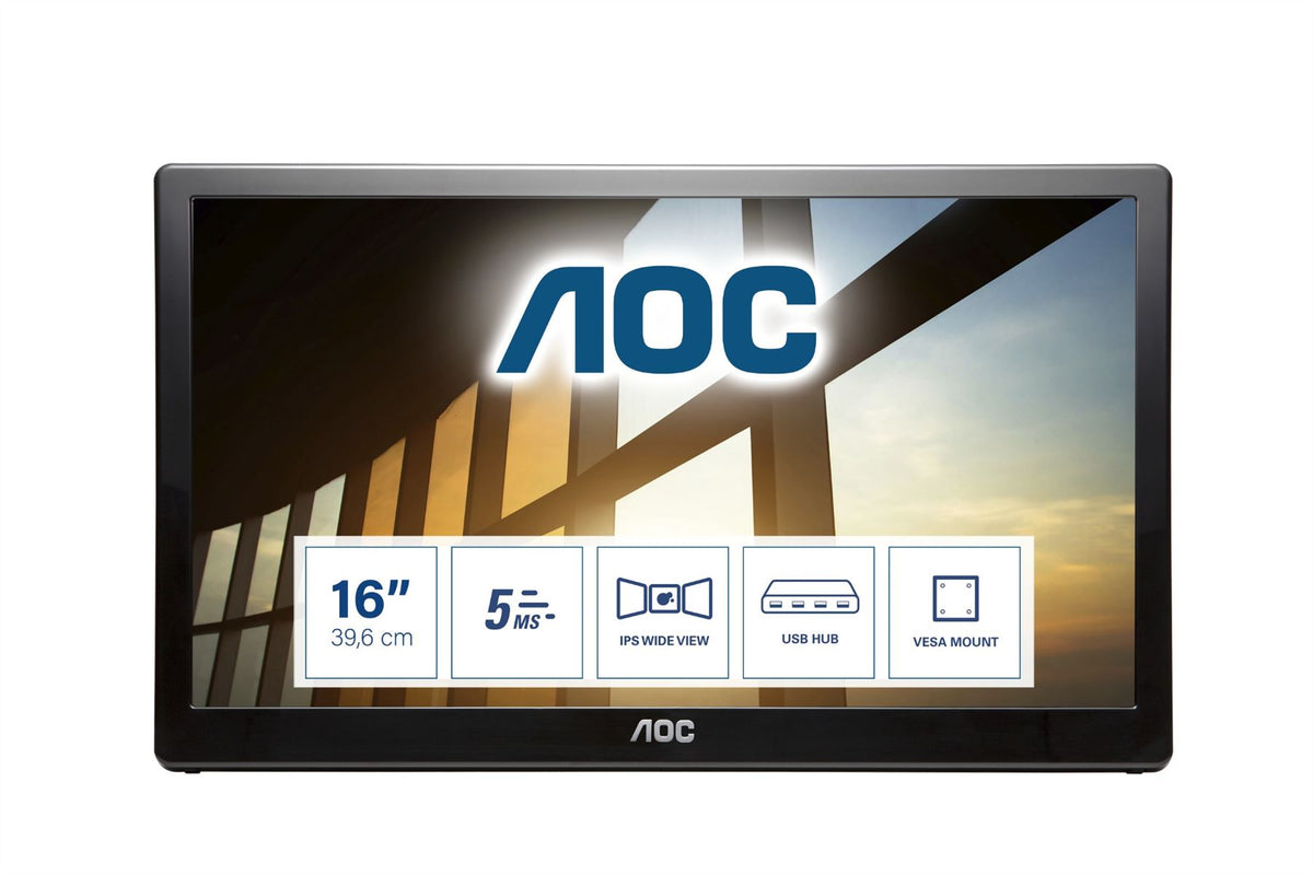 AOC 59 Series I1659FWUX Computer Monitor 39.6 cm (15.6&quot;) 1920 x 1080 pixels Full HD LCD Black