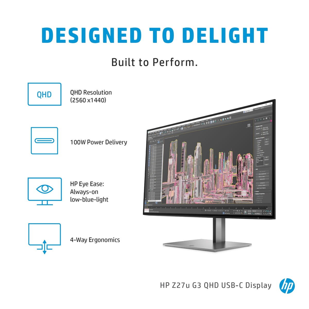 HP Z27U G3 - 68.6 cm (27&quot;) - 2560 x 1440 pixels 2K Ultra HD LED Monitor