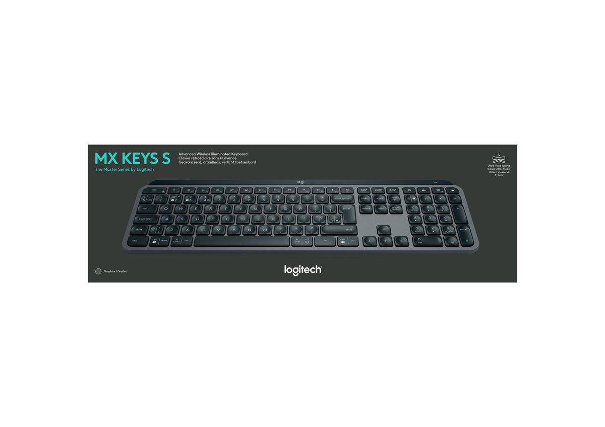 Logitech MX Keys S Combo -  RF Wireless + Bluetooth Mouse + Wireless QWERTY US International Keyboard