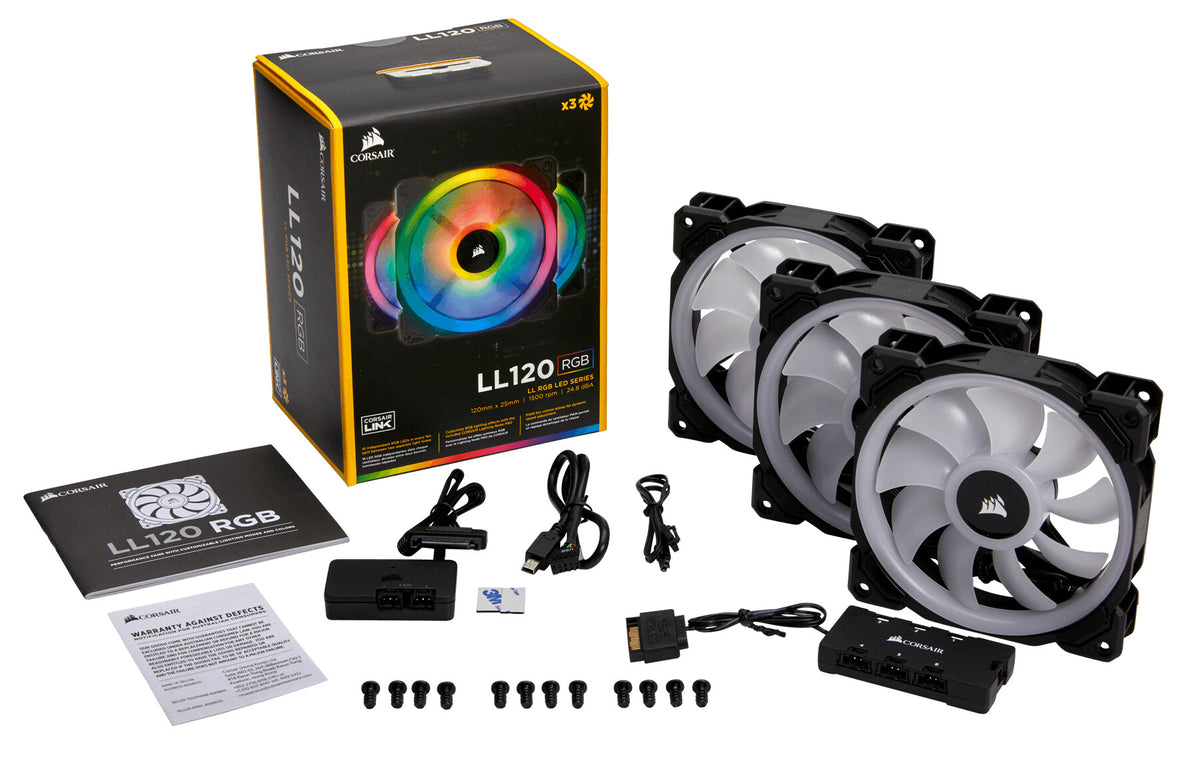 Corsair LL120 RGB - Computer Case Fan in Black / White - 120mm (Pack of 3)