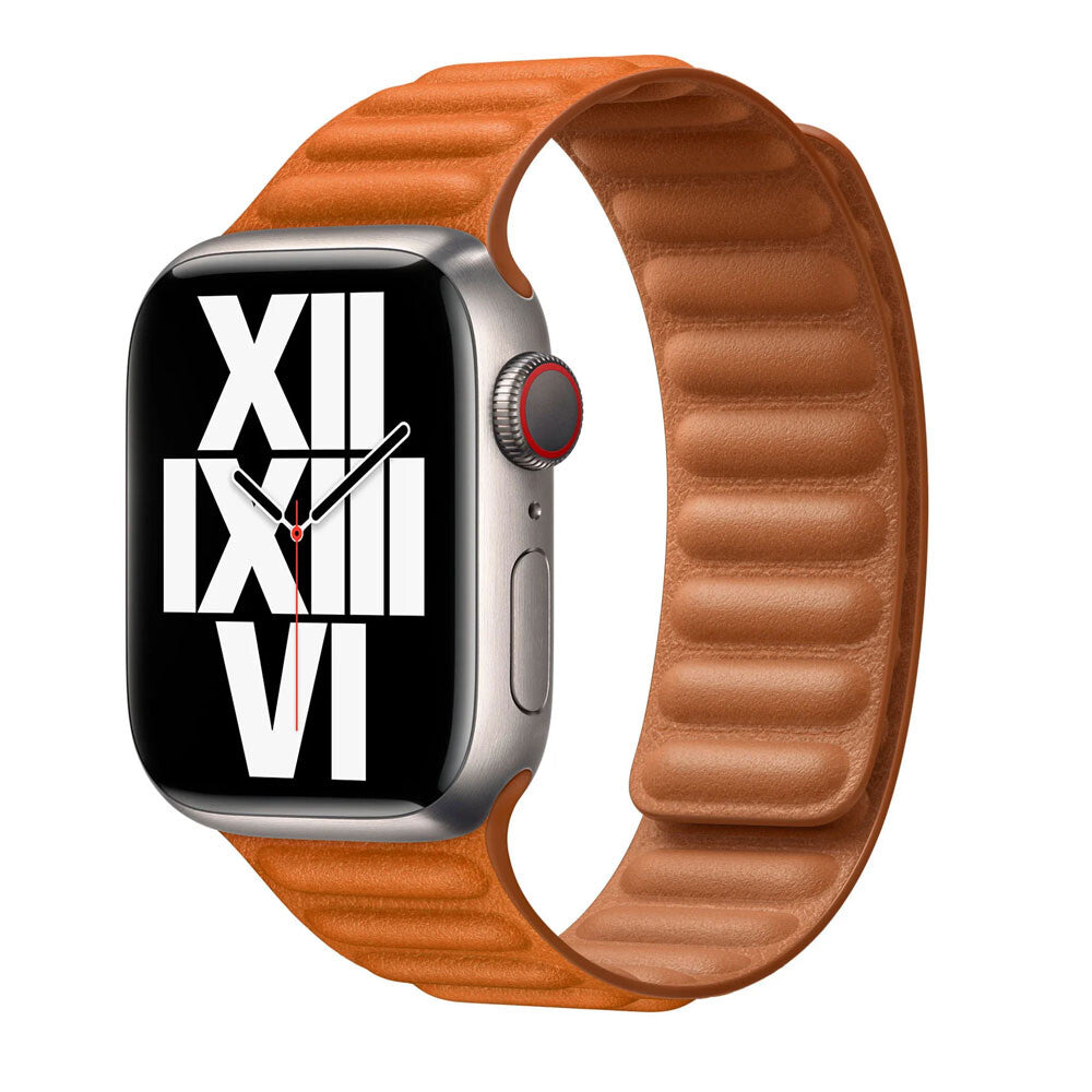 Apple ML7L3ZM/A - 41mm Golden Brown Leather Link - M/L