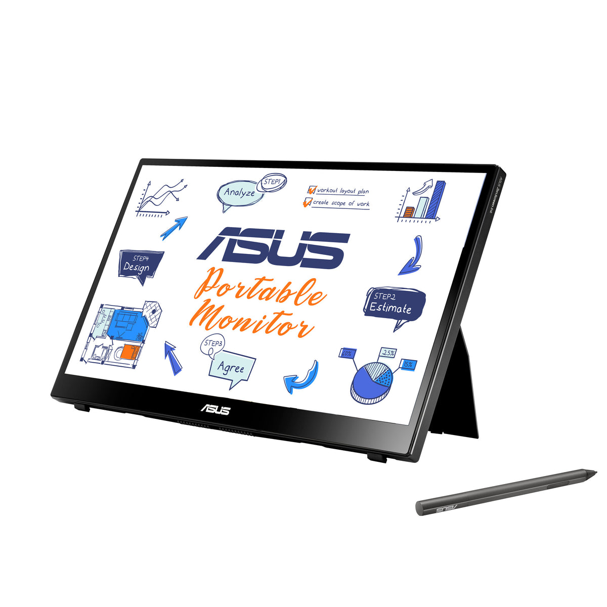 ASUS MB14AHD - 35.6 cm (14&quot;) - 1920 x 1080 pixels Full HD LCD Touchscreen Monitor