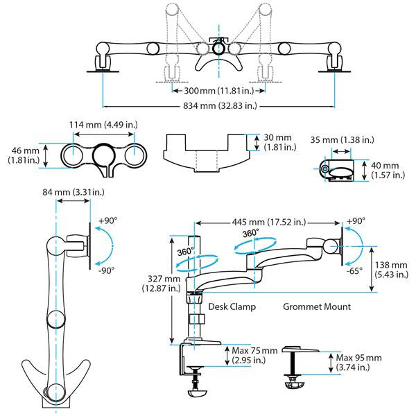 StarTech.com ARMDUAL - Desk monitor mount for 30.5 cm (12&quot;) to 61 cm (24&quot;)