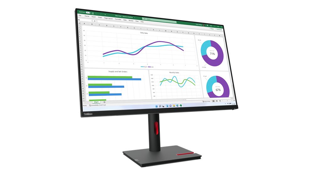 Lenovo ThinkVision T32h-30 80 cm (31.5&quot;) 2560 x 1440 pixels Quad HD LED Black Monitor