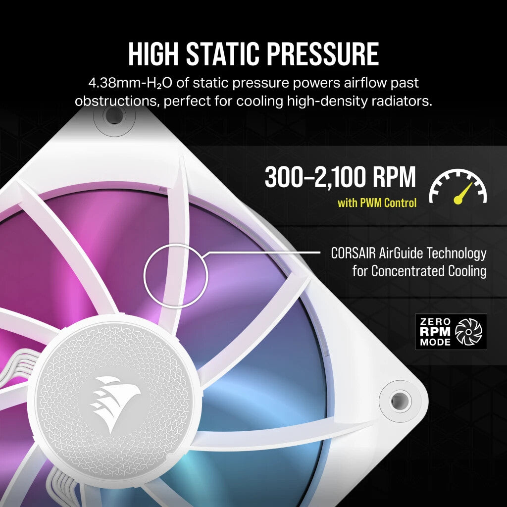 Corsair iCUE LINK RX120 RGB - Computer Case Fan in White - 120 mm (Pack of 3)