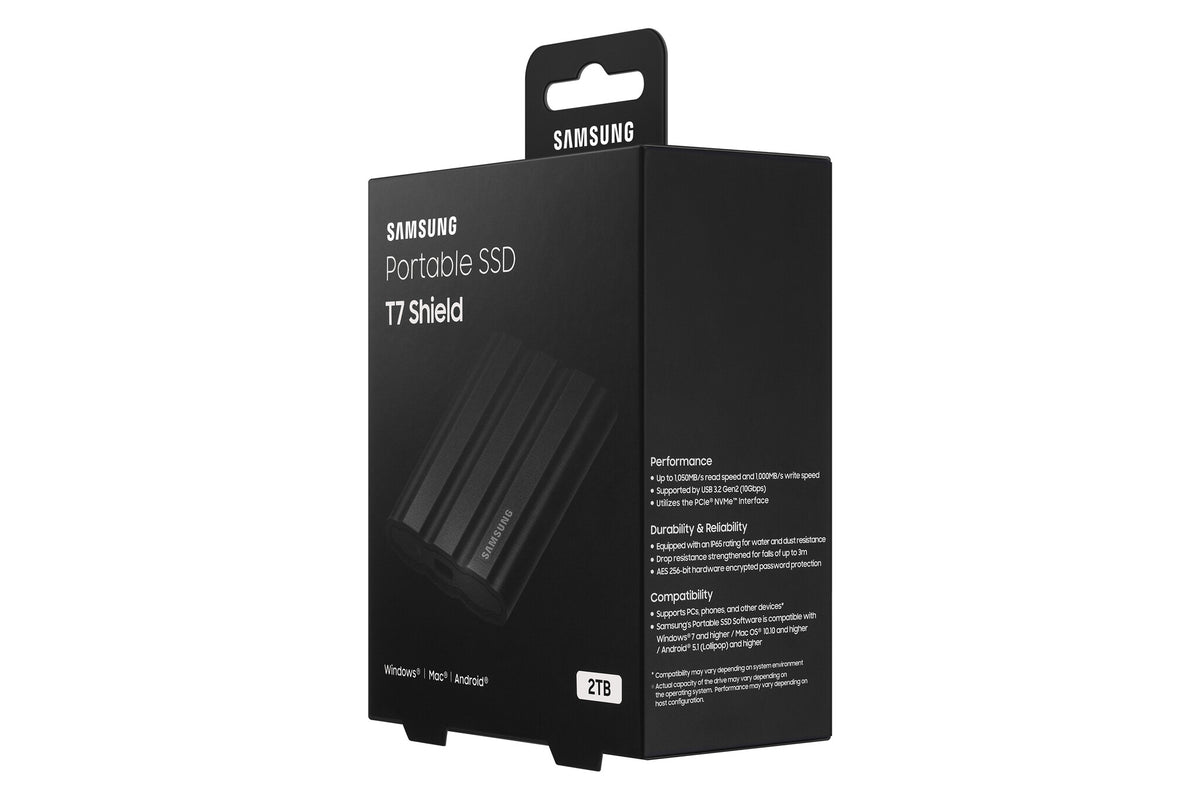 Samsung Portable SSD T7 Shield in Black - 2 TB