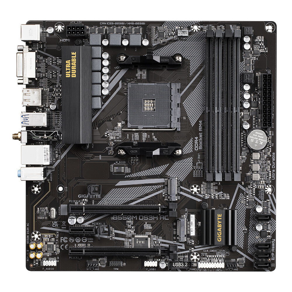 Gigabyte B550M DS3H AC (rev. 1.5/1.6) micro ATX motherboard - AMD B550 Socket AM4