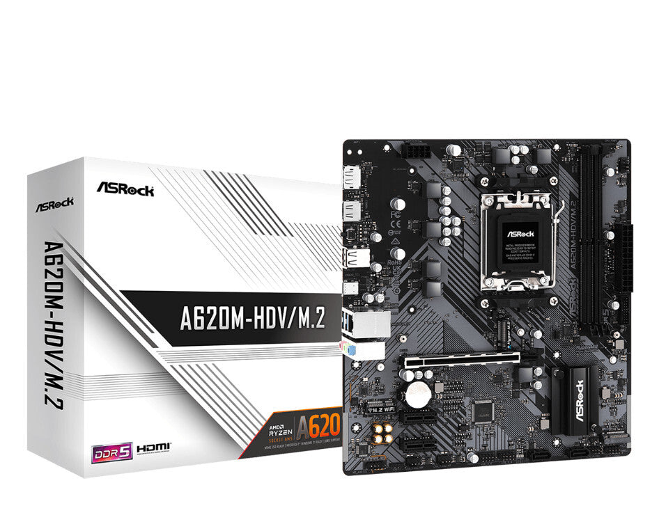 Asrock A620M-HDV/M.2 micro ATX motherboard - AMD A620 Socket AM5