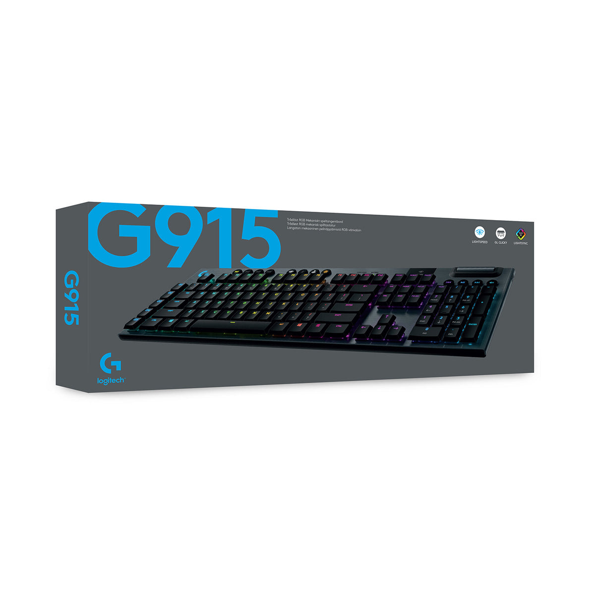 Logitech G - G915 LIGHTSPEED RGB - GL Tactile RF Wireless + Bluetooth Mechanical Gaming Keyboard