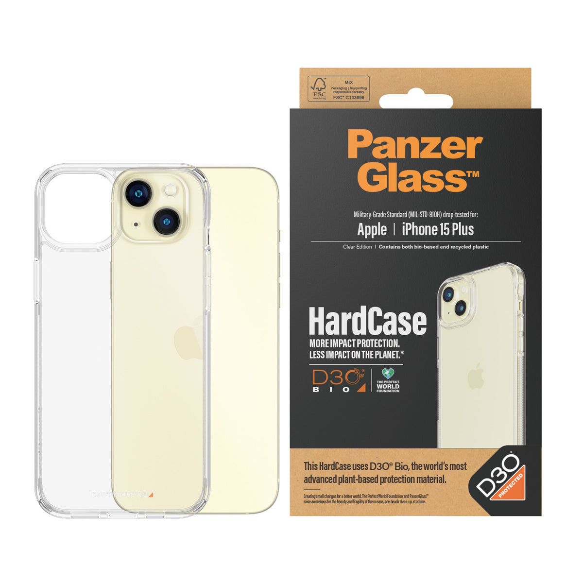 PanzerGlass ® HardCase with D3O for iPhone 15 Plus in Transparent