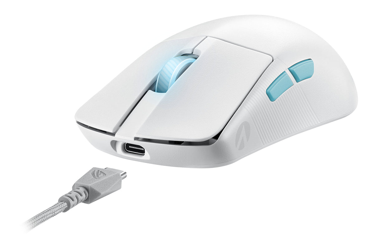 ASUS ROG Harpe Ace &quot;Aim Lab Edition&quot; - RF Wireless + Bluetooth + USB Type-C Opto-mechanical Mouse in White - 36,000 DPI