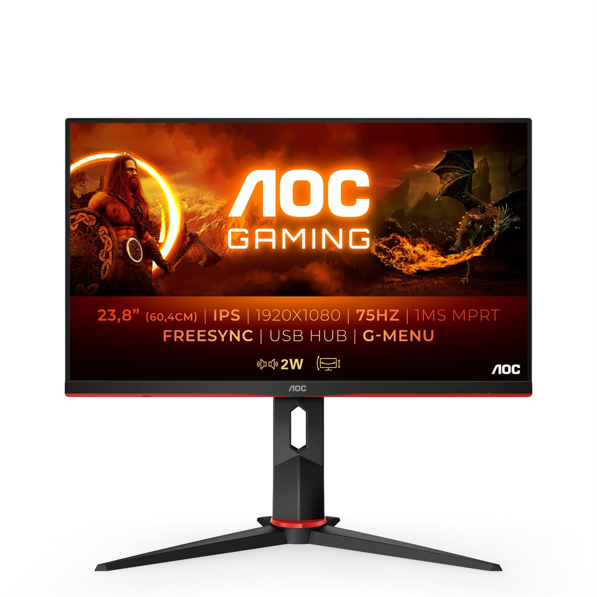 AOC G2 24G2U5/BK Computer Monitor 60.5 cm (23.8&quot;) 1920 x 1080 pixels Full HD LED Black, Red