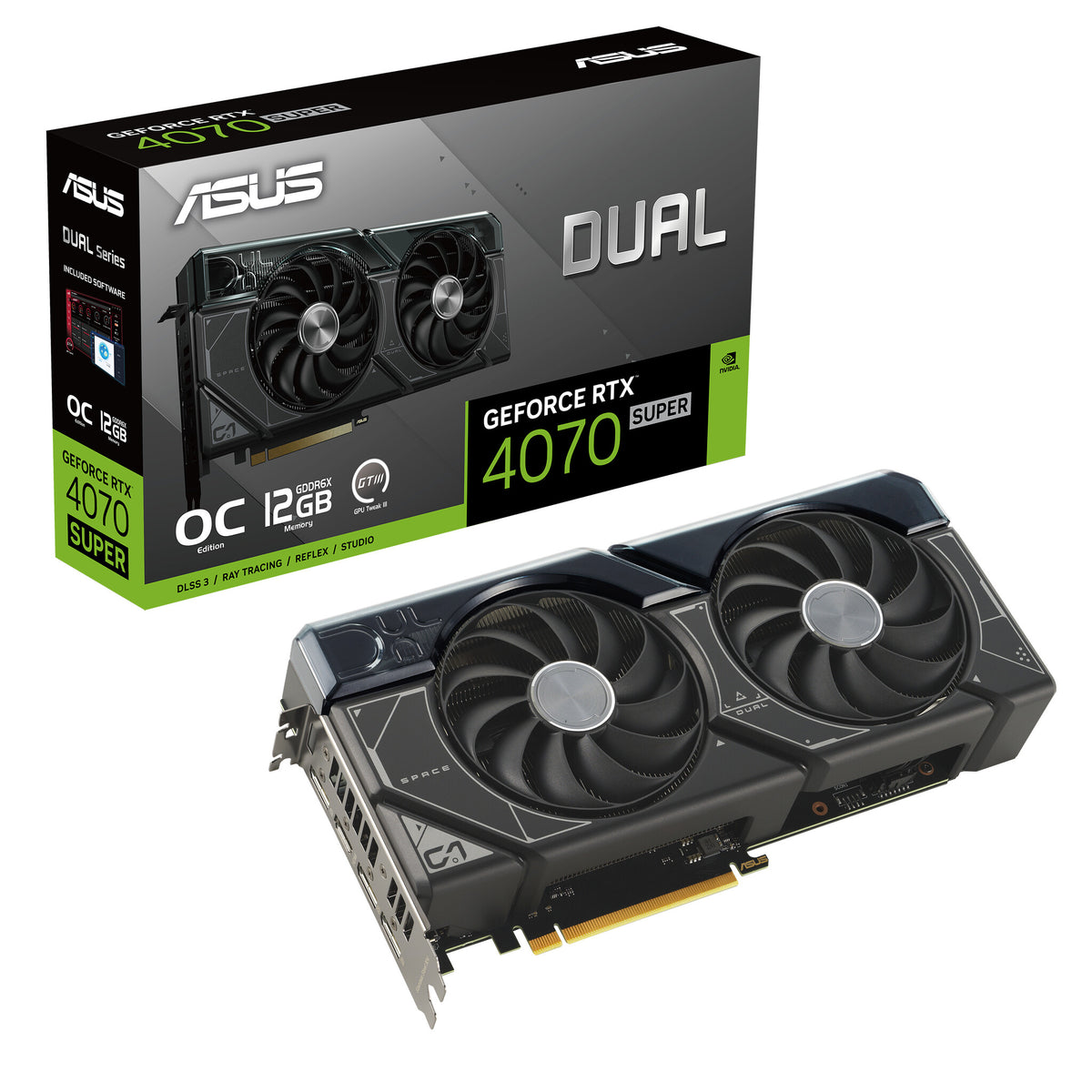 ASUS Dual - NVIDIA 12 GB GDDR6X GeForce RTX 4070 SUPER graphics card