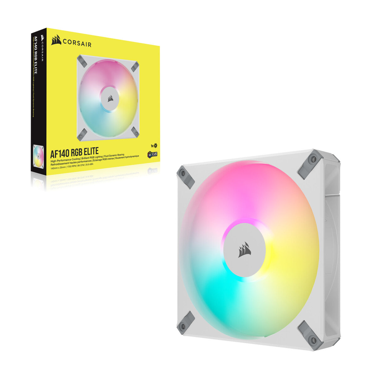 Corsair iCUE AF140 RGB ELITE - PWM Computer case Fan in White - 140mm