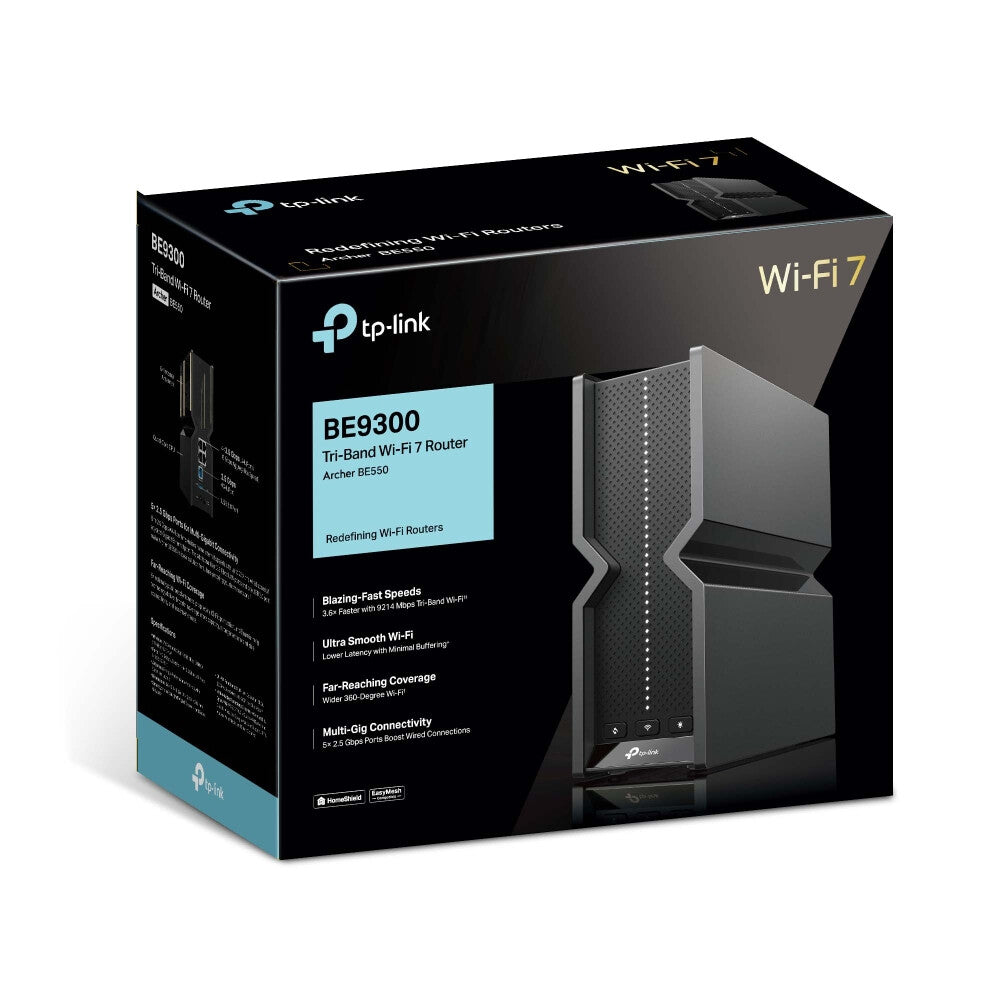 TP-Link Archer BE9300 - Gigabit Ethernet Tri-band (2.4 GHz / 5 GHz / 6 GHz) Wi-Fi 7 wireless router in Black