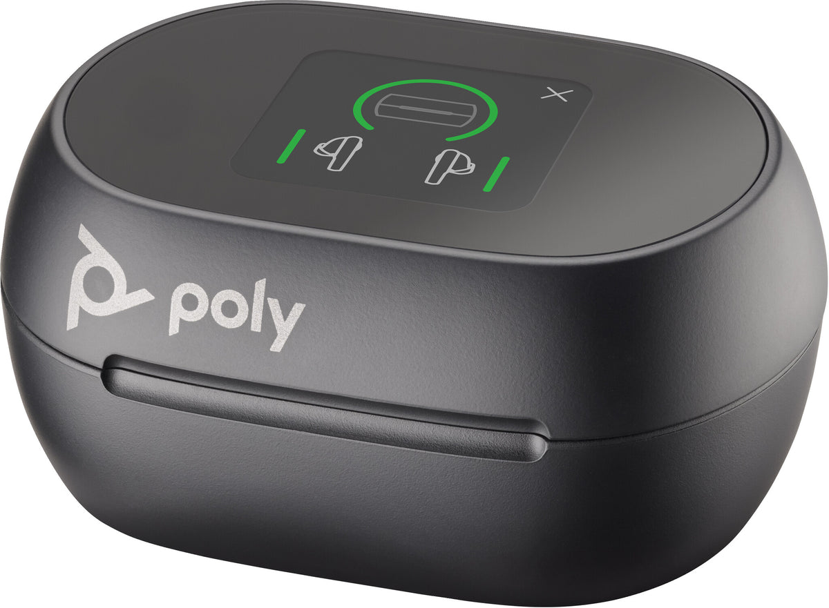 POLY Voyager Free 60+ UC - True Wireless Stereo (TWS) Earbuds in Carbon Black + BT700 USB-A Adapter + Touchscreen Charge Case