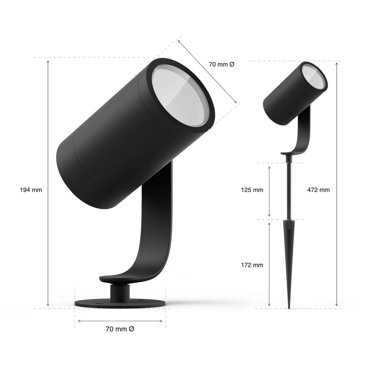 Philips Hue Lily Outdoor spot light Extension Kit in Black - White and colour ambience (Pack of 1)