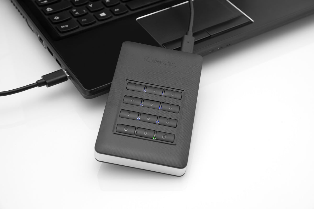 Verbatim Store &#39;n&#39; Go Secure Portable HDD with Keypad Access in Black / Silver - 2 TB