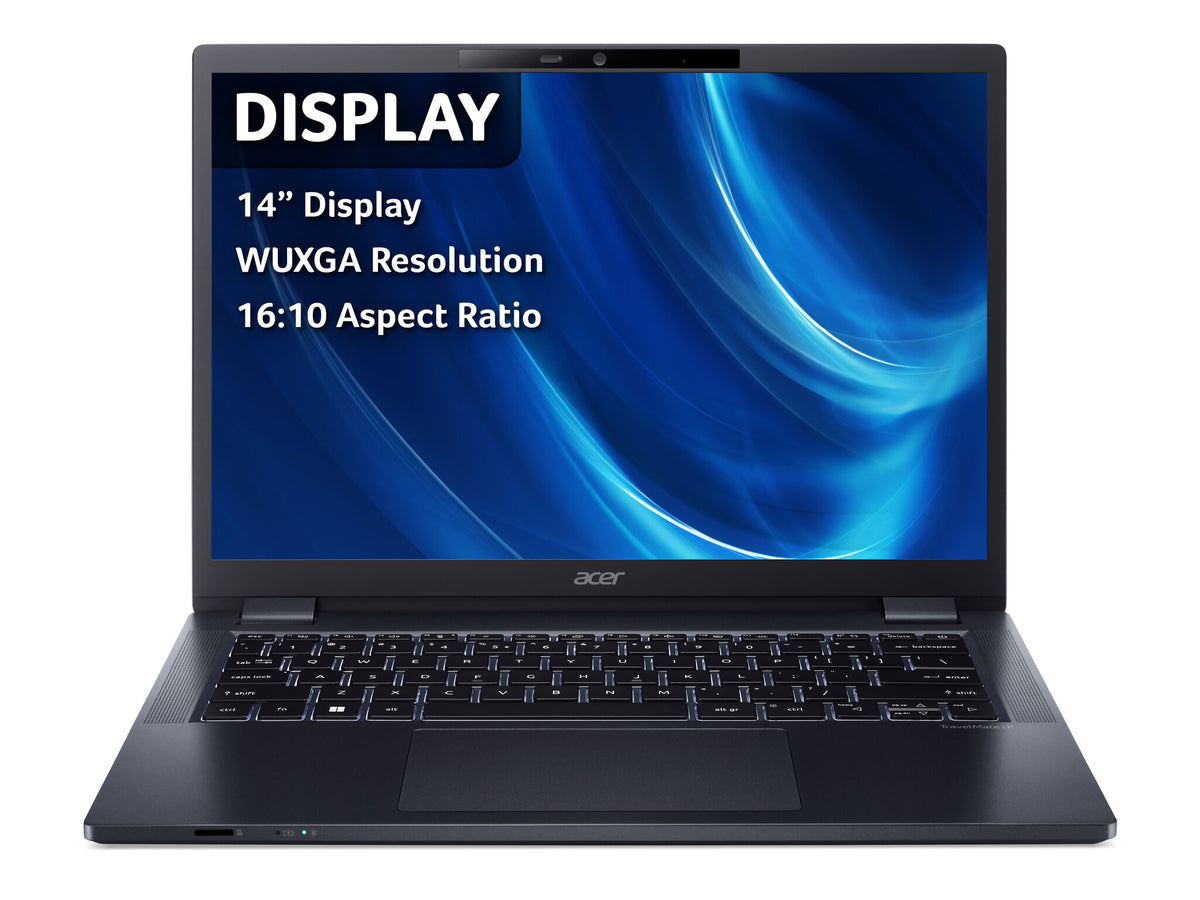 Acer TravelMate P4 TMP414-52 Laptop - 35.6 cm (14&quot;) - Intel® Core™ i5-1240P - 8 GB DDR4-SDRAM - 512 GB SSD - Wi-Fi 6E - Windows 11 Pro - Blue