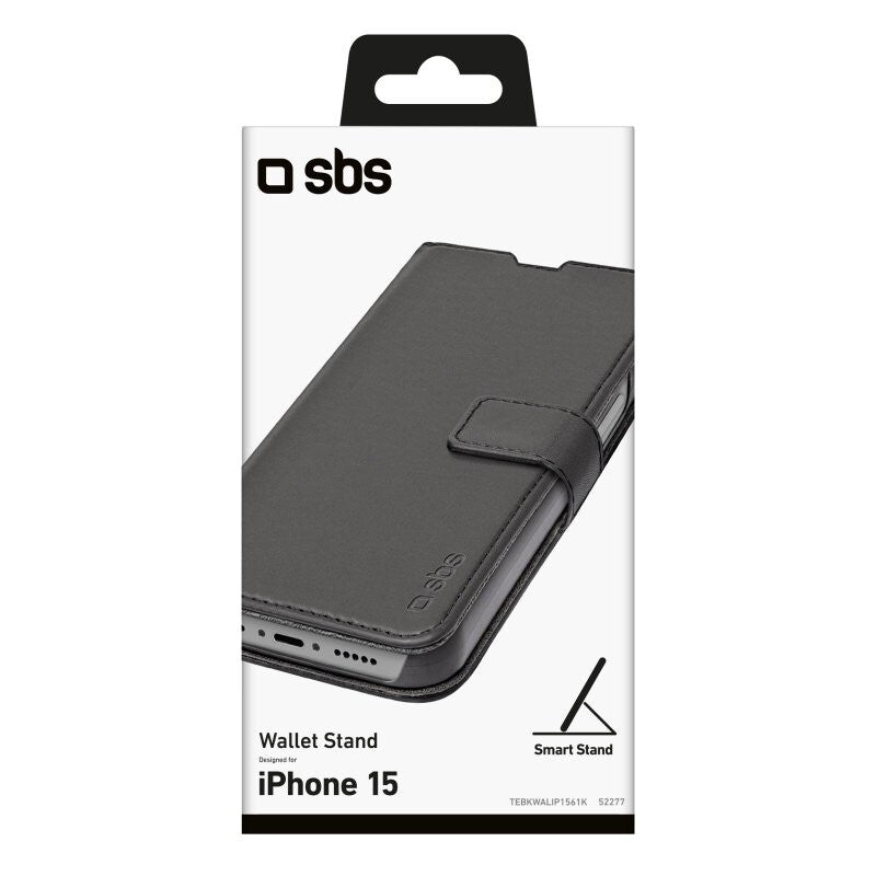 SBS Book Wallet mobile phone case for iPhone 15 in Black